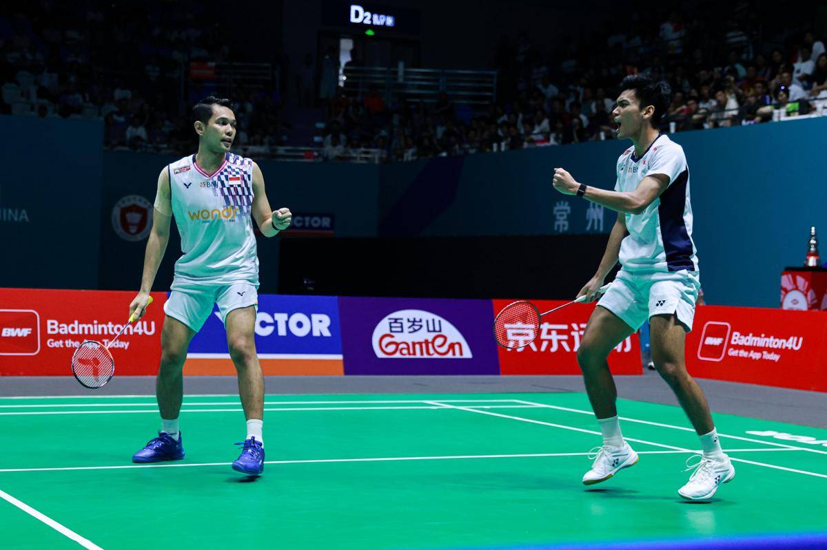 Fajar Alfian/Muhammad Shohibul Fikri di China Open 2025 (dok.PP PBSI)
