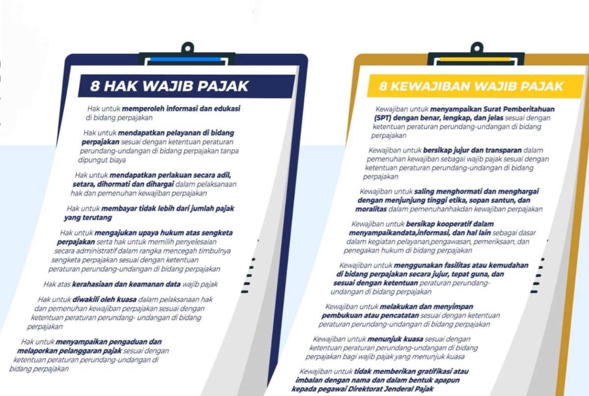 Isi Piagam Wajib Pajak dari akun Instagram @DitjenPajakRI