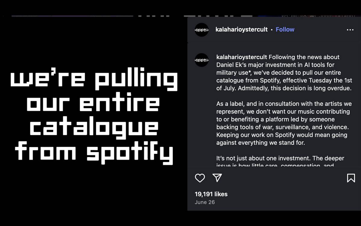 Label musik Kalahari Oyster Cult meninggalkan Spotify (Instagram.com/Kalahari Oyster Cult)