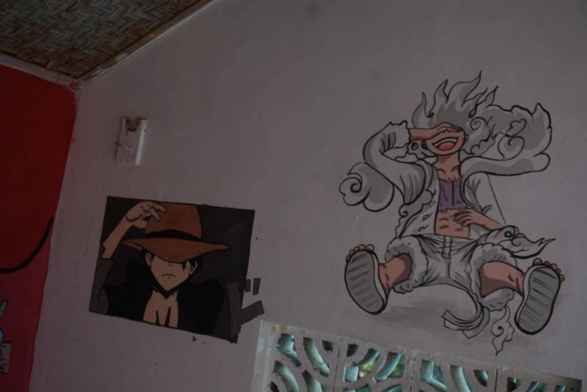 Mural One Piece karya pemuda Karang Taruna Wiryadarma di Temuwuh, Balecatur, Gamping, Sleman