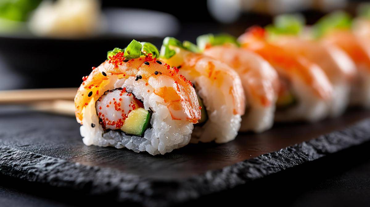 ilustrasi shrimp sushi roll (vecteezy.com/Сергей Кругляк)