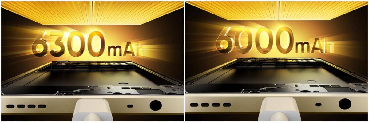ilustrasi kapasitas baterai realme Note 70 (kiri) dan realme Note 70T (kanan)
