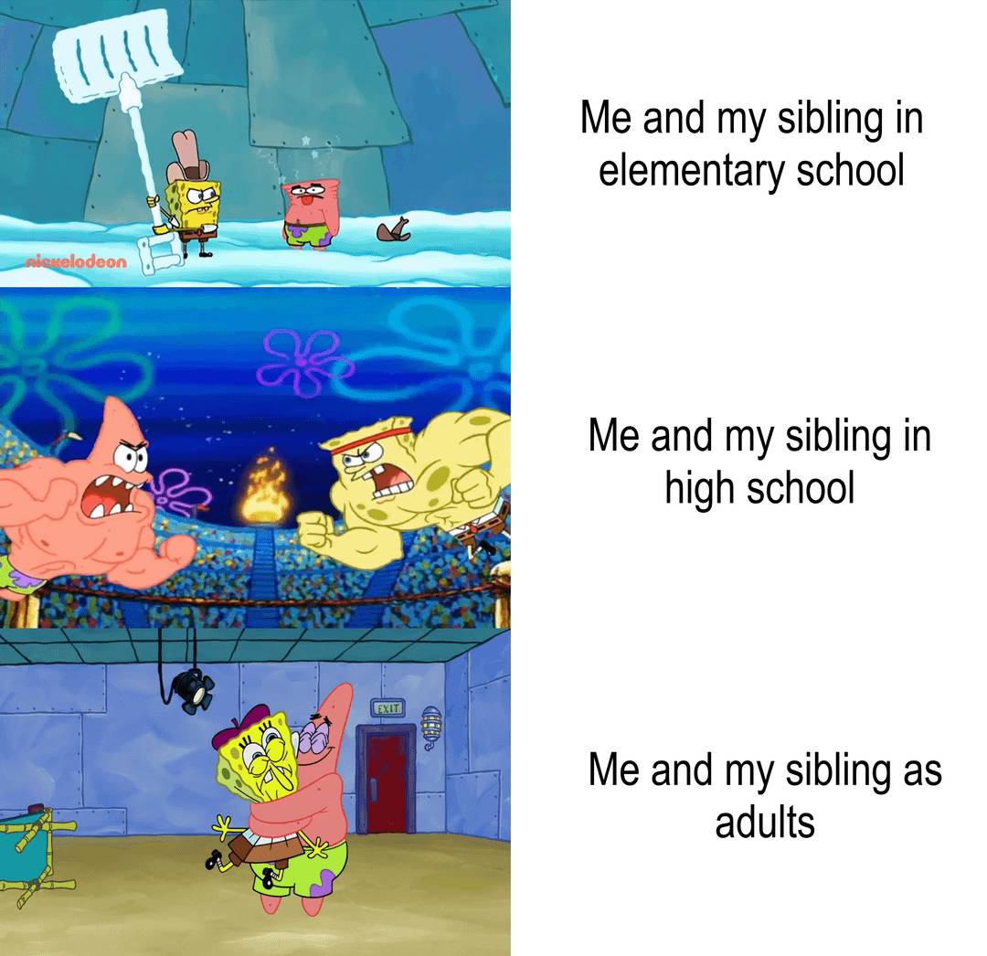 meme SpongeBob tentang saudara 