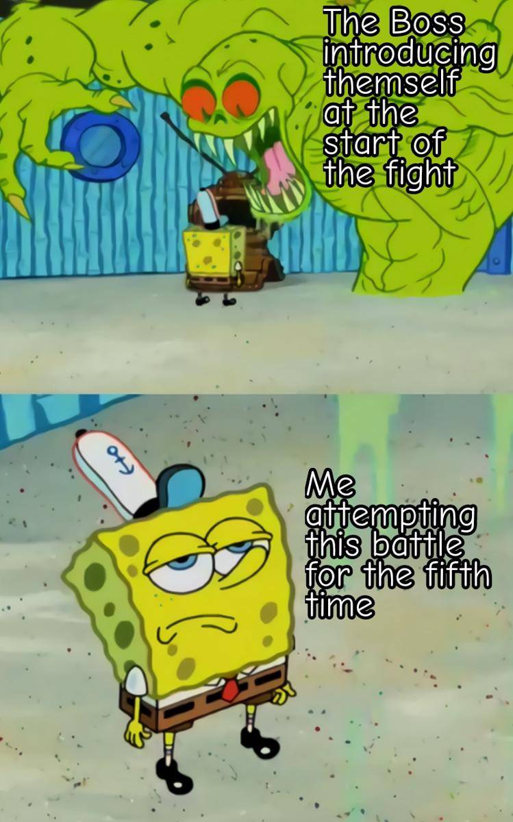 meme SpongeBob tentang bermain game