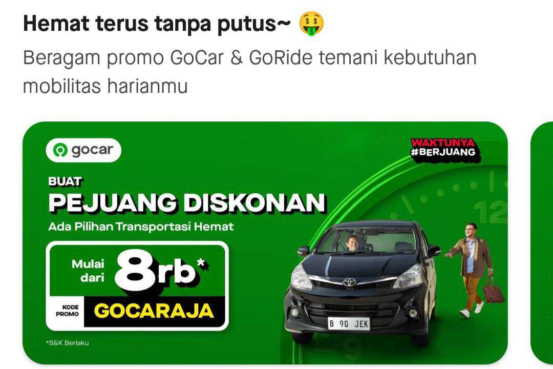 baner promo GoCar dan GoRide di Gojek