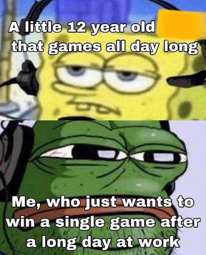 meme SpongeBob tentang bermain game 