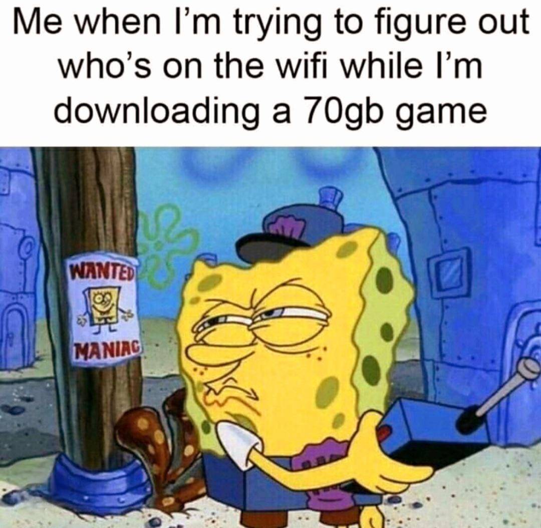 meme SpongeBob tentang WiFi