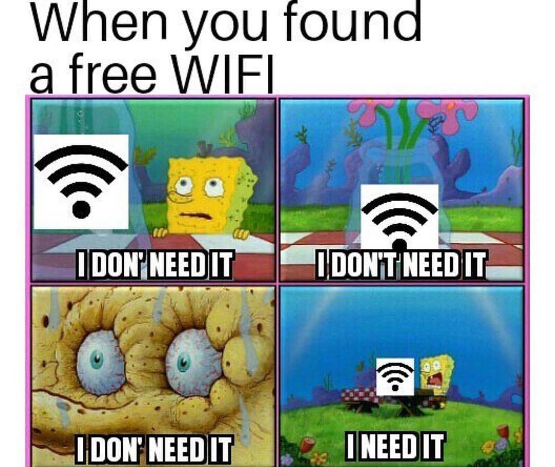 meme SpongeBob tentang WiFi