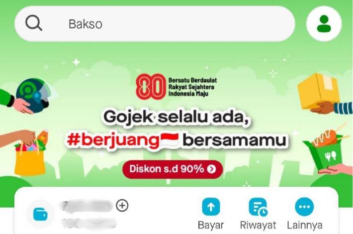tampilan aplikasi Gojek 