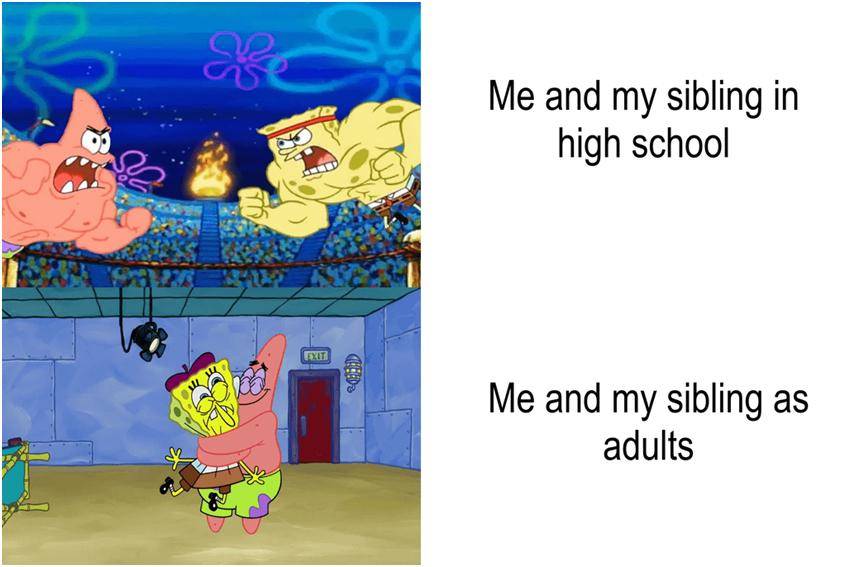meme SpongeBob tentang saudara 