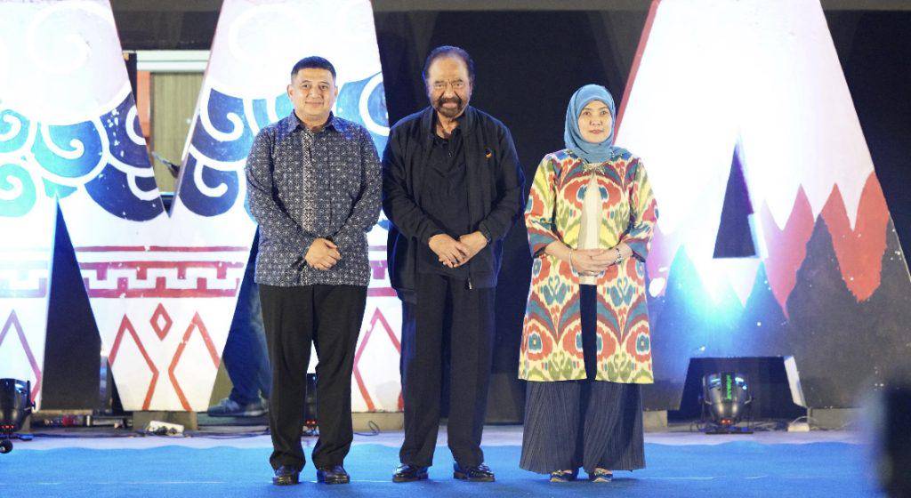 Wali Kota Makassar Munafri Arifuddin dan Wakil Wali Kota Aliyah Mustika Ilham menjamu Ketua Umum Partai NasDem Surya Paloh, yang datang ke kota Makassar untuk menghadiri Rakernas. (Dok. Istimewa)