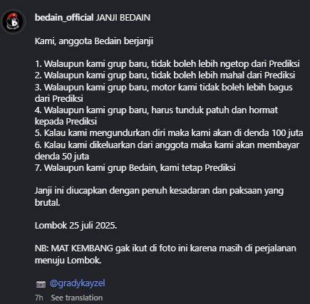 Pelantikan grup Bedain