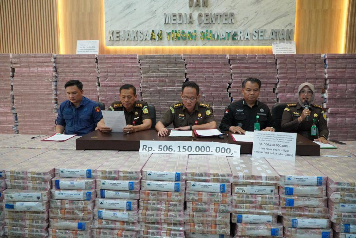 Uang Rp506 Miliar disita dari penyelidikan dugaan Tipikor Pemberian Kredit ke pihak swasta oleh Bank BUMN (Dok: Kejati Sumsel)