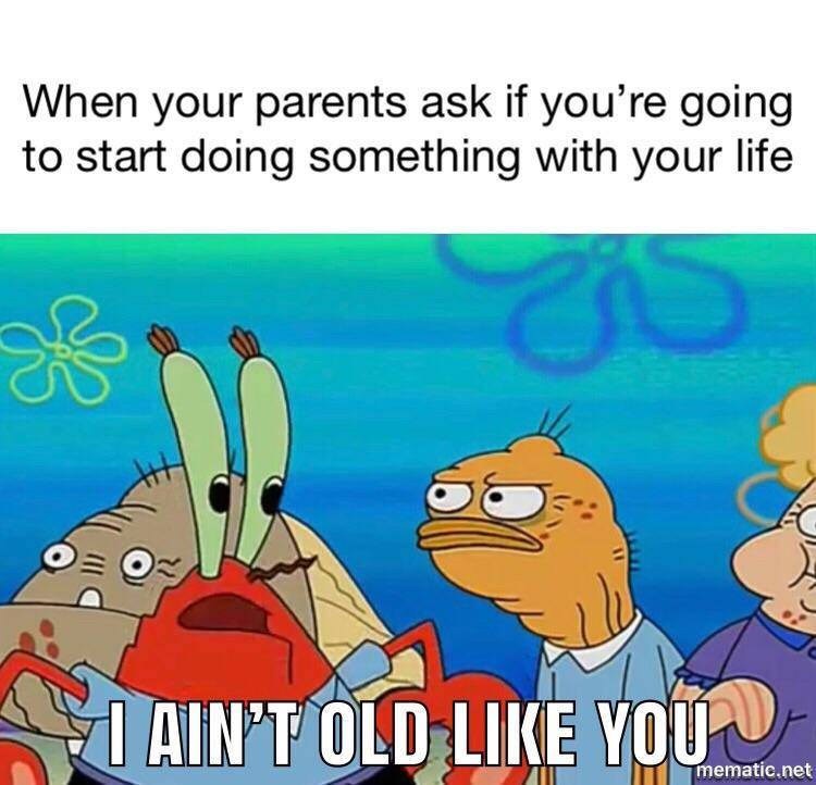 meme SpongeBob tentang tumbuh dewasa 