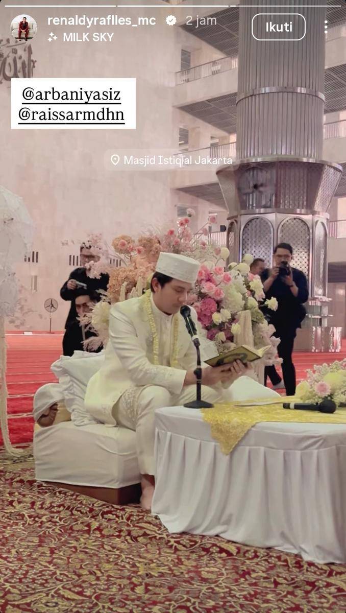 Akad nikah Arbani Yasiz dan Raissa Ramadhani pada Sabtu, 9 Agustus 2025 di Masjid Istiqlal Jakarta