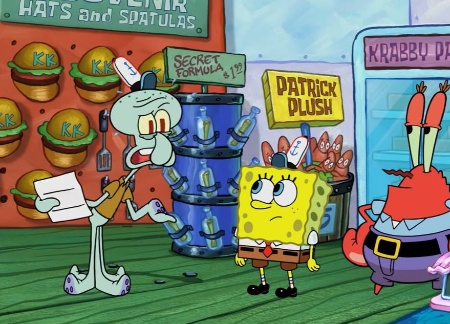 cuplikan Squidward tertekan oleh SpongeBob dan Tuan Krabs (dok. Nickelodeon/SpongeBob SquarePants)