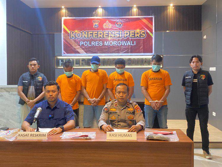 Polisi menangkap empat tersangka pengeroyokan yang menewaskan seorang pemuda di Morowali, Sulawesi Tengah. (Dok. Polres Morowali)