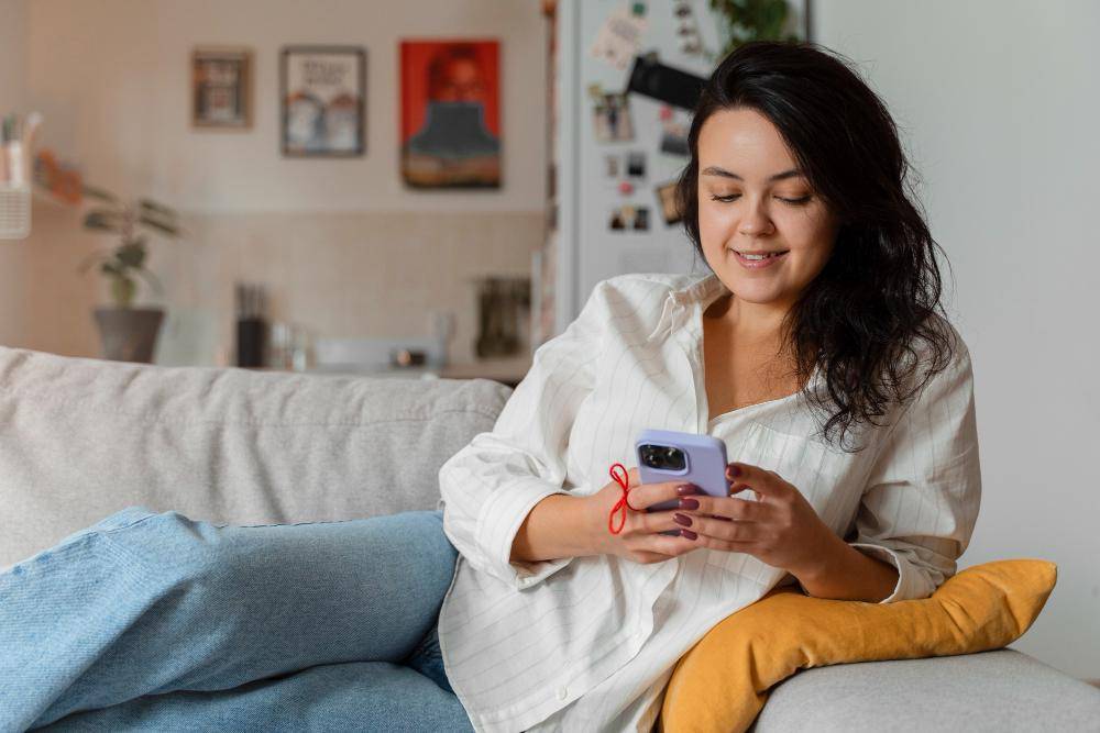 ilustrasi perempuan menggunakan handphone (freepik.com/freepik)