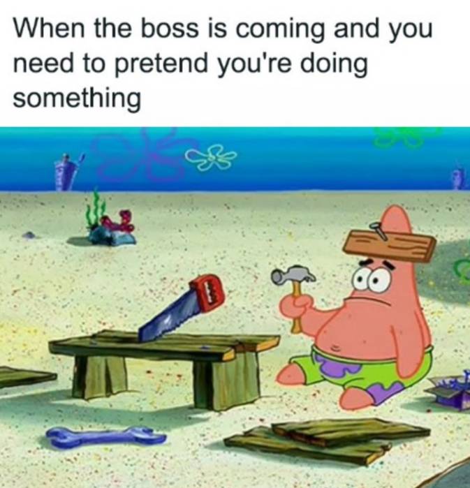 meme SpongeBob tentang bos