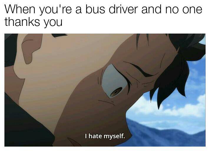 meme anime tentang naik bus
