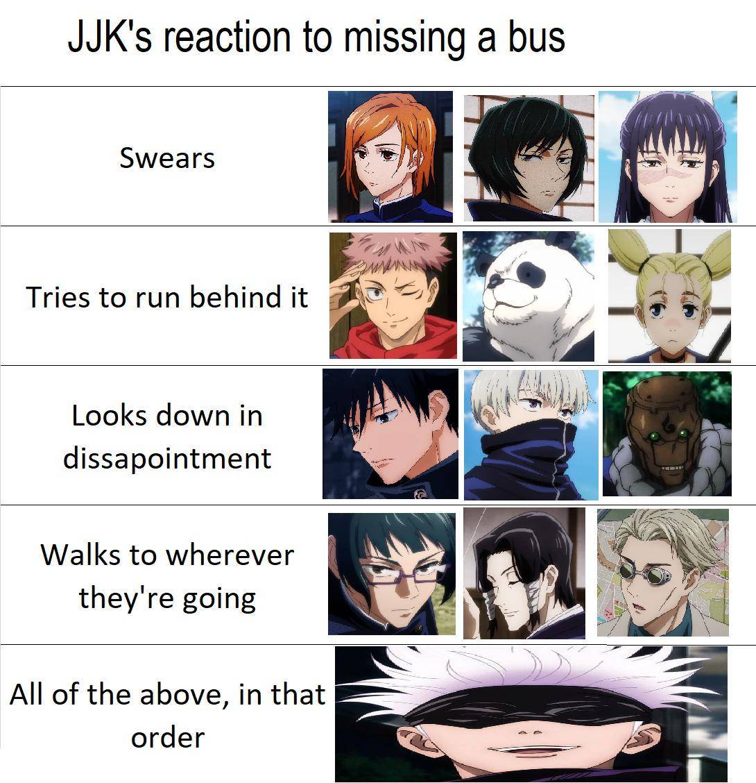 meme anime tentang naik bus