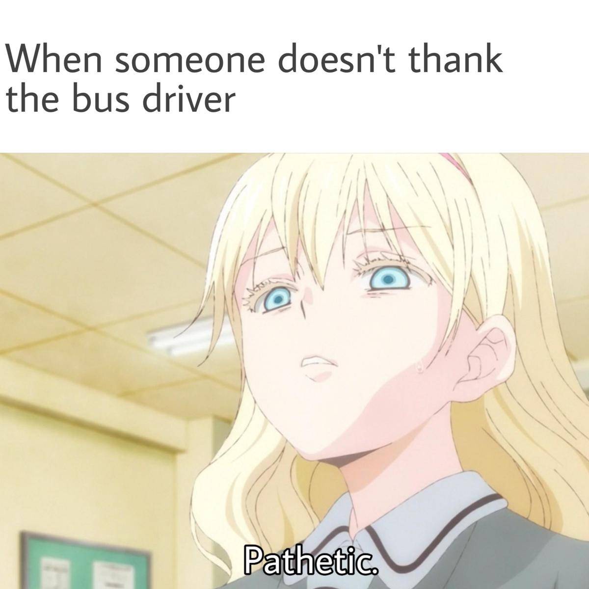 meme anime tentang naik bus