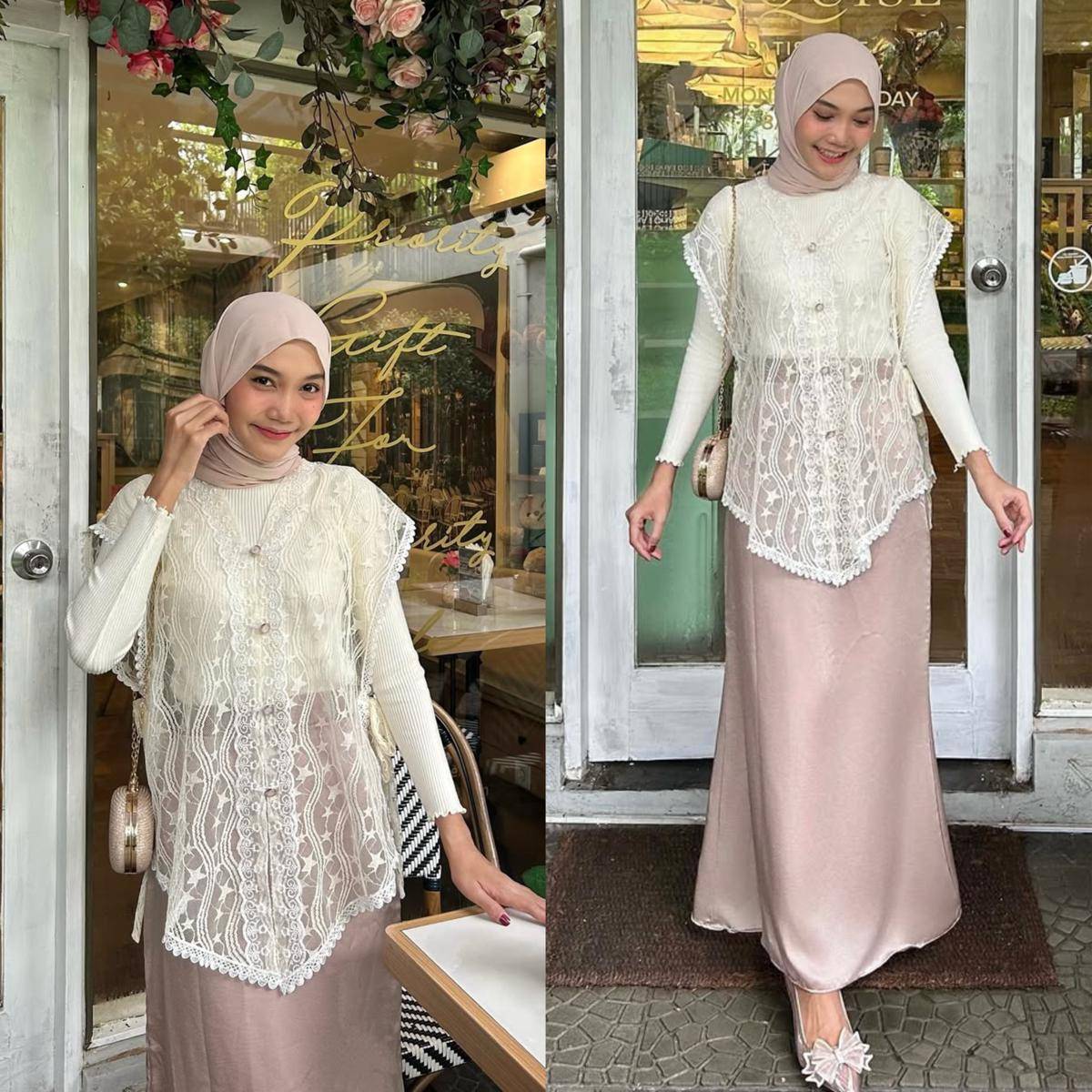Outfit hijab bergaya feminin ala Diva Syifa