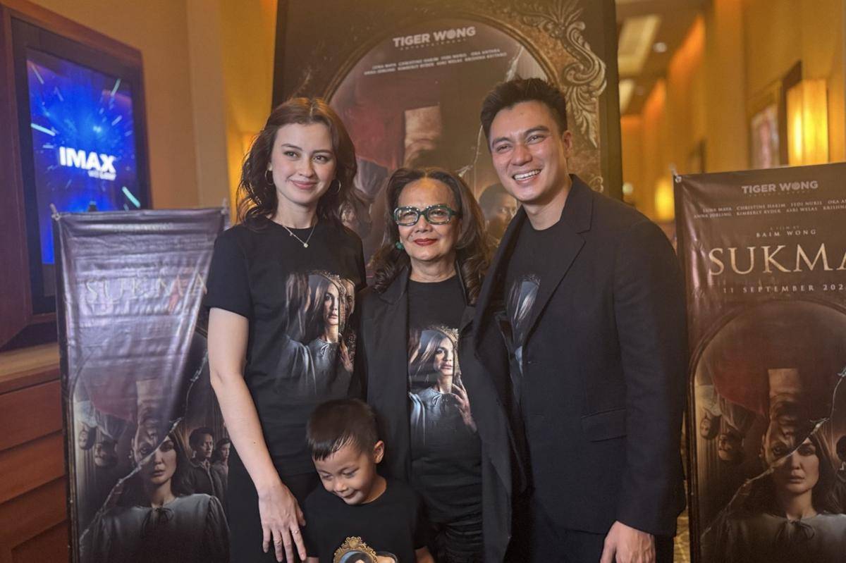 para cast dan tim produksi film Sukma pada Senin (11/8/2025)