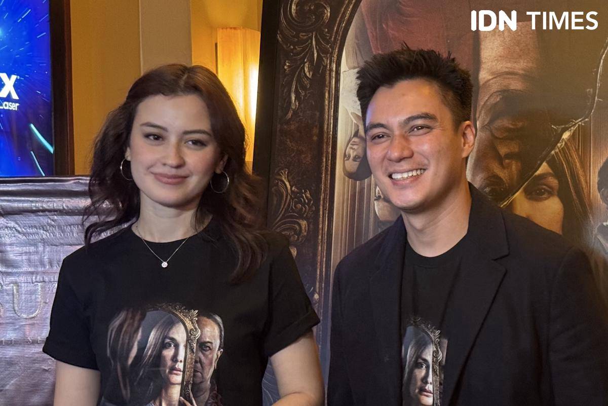 Kimberly Ryder dan Baim Wong di doorstop film Sukma pada Senin (11/8/2025)