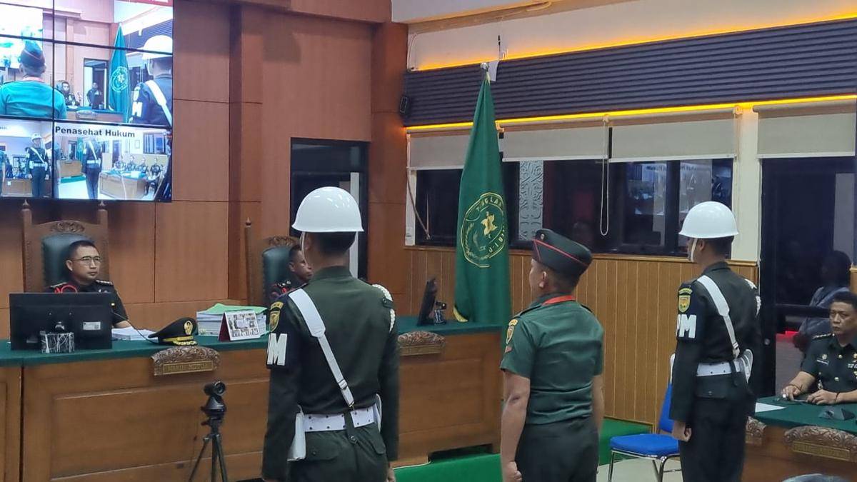 Kopda Bazarsah saat jalani sidang putusan di Pengadilan Militer 1-04 Palembang (IDN Times/Rangga Erfizal)