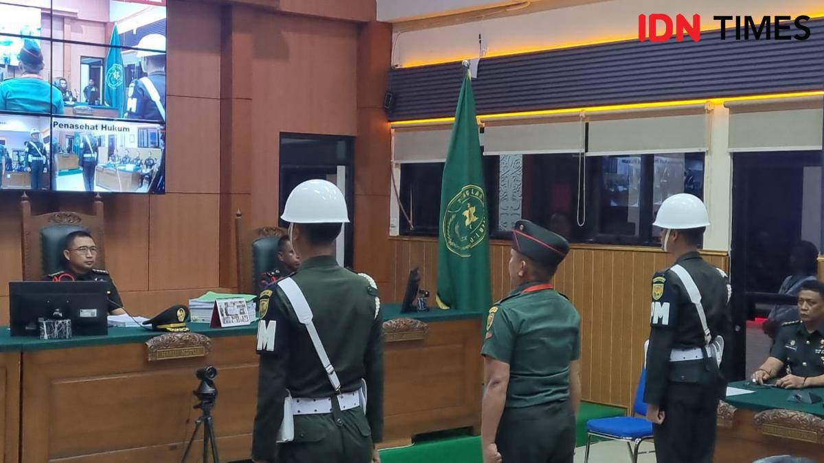 Kopda Bazarsah saat jalani sidang putusan di Pengadilan Militer 1-04 Palembang (IDN Times/Rangga Erfizal)