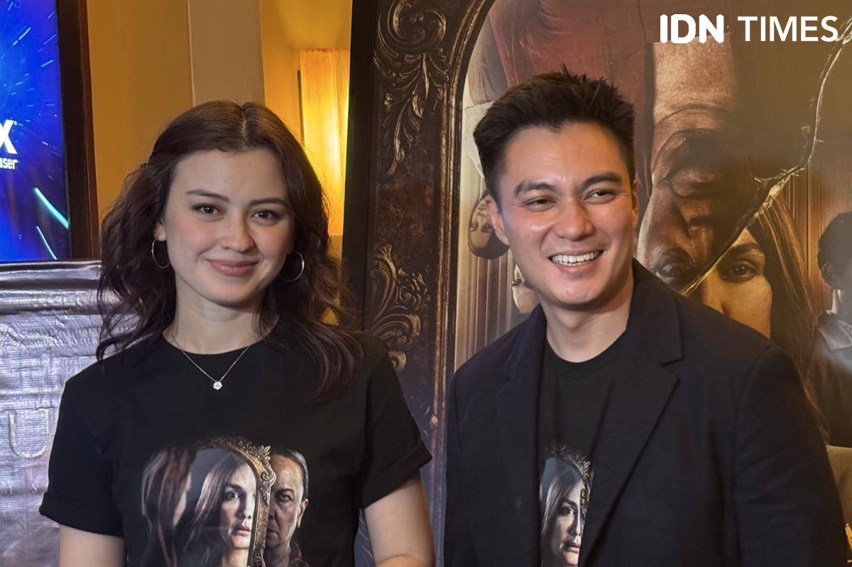 Kimberly Ryder dan Baim Wong di doorstop film Sukma pada Senin (11/8/2025)