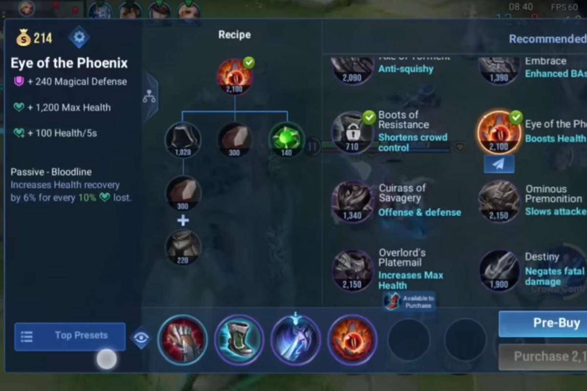 potret memilih build item yang tepat di game HOK