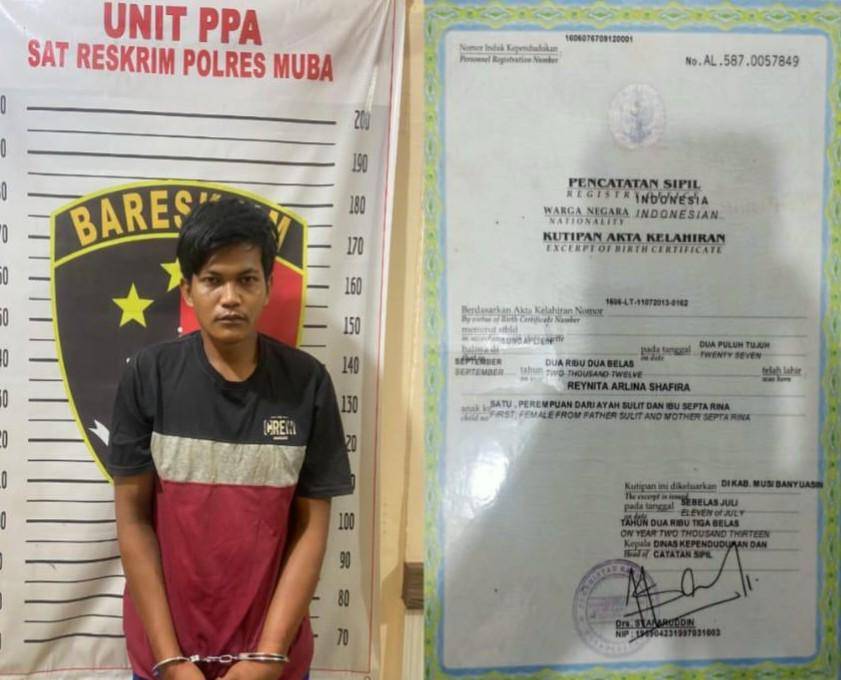 Pelaku pemerkosaan terhadap remaja saat diringkus Polres Muba. (Dok. Polres Muba)