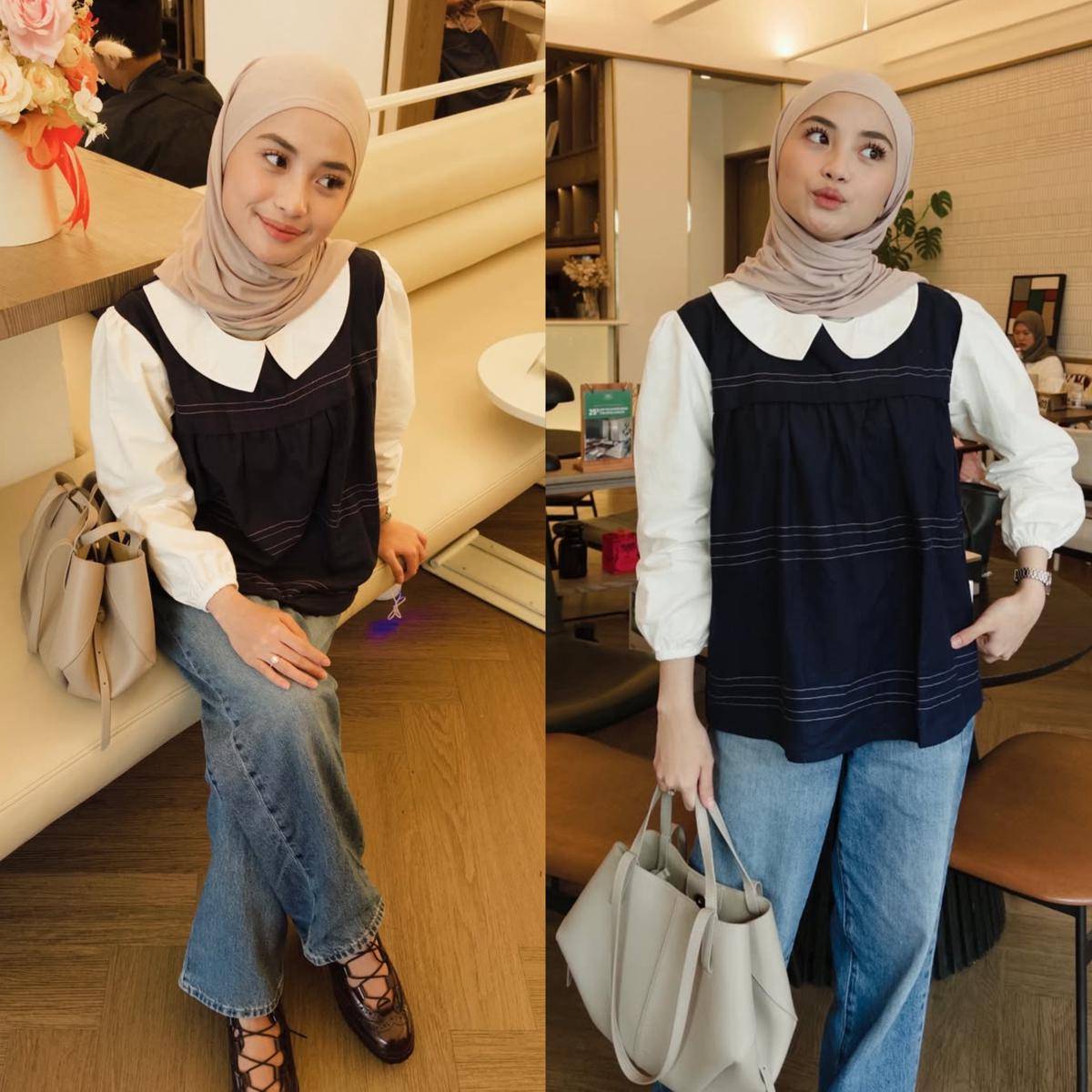 potret OOTD kasual feminin ala Tania Dewi 