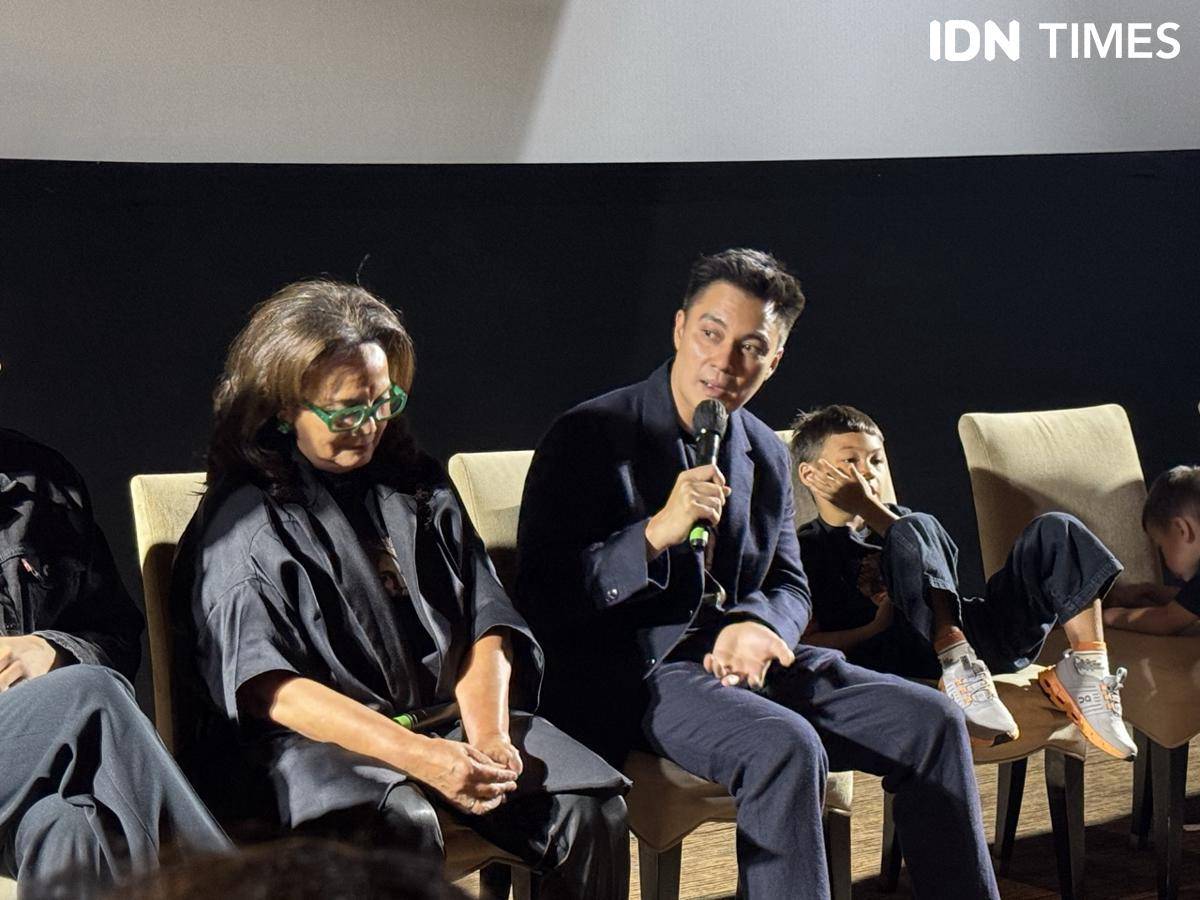 Baim Wong dalam konferensi pers pada Selasa (12/8/2025) (IDN Times/Elizabeth Chiquita)
