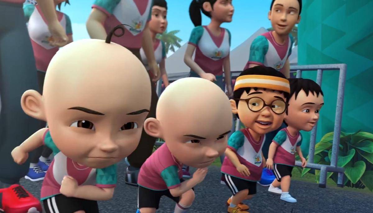 Upin dan Ipin berpartisipasi dalam ajang lari maraton (dok. Les' Copaque Production/Upin & Ipin)