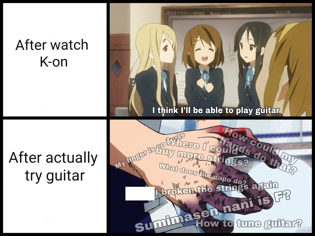 meme anime tentang gitar