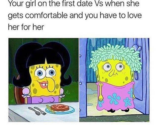 meme SpongeBob tentang kencan pertama