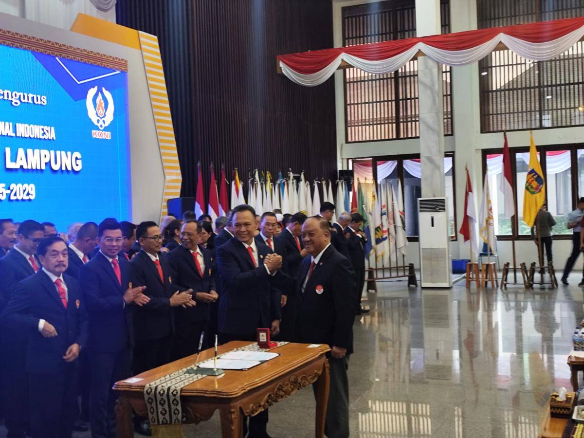 Pelantikan kepengurusan KONI Lampug 2025-2029. (IDN Times/Muhaimin)