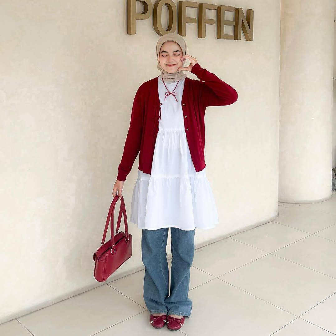 potret layering outfit ala Linan Dikas