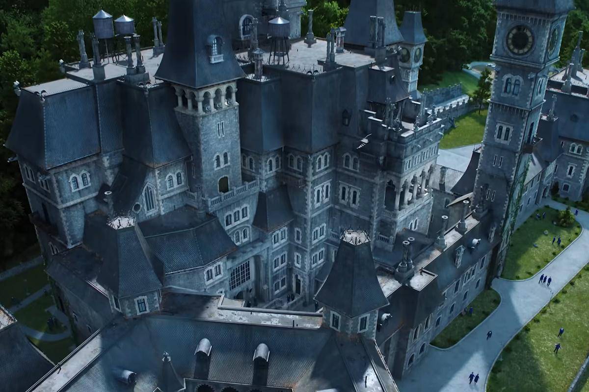 set Nevermore Academy di Wednesday Season 2