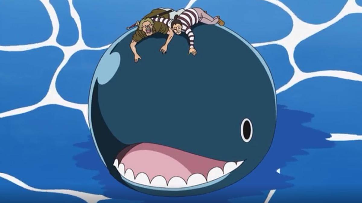 Laboon menyelamatkan kru Rumbar yang jatuh ke laut - One Piece