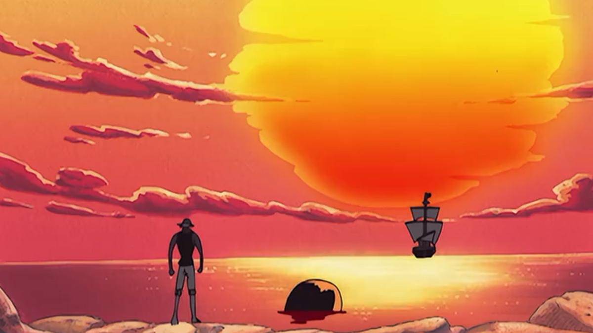 Crocus dan Laboon menyaksikan kepergian Bajak Laut Rumbar - One Piece