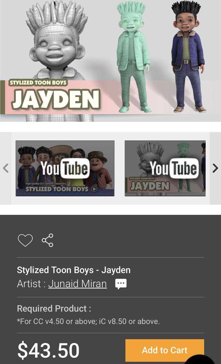 karakter Jayden karya Junaid Miran (reallussion.com)