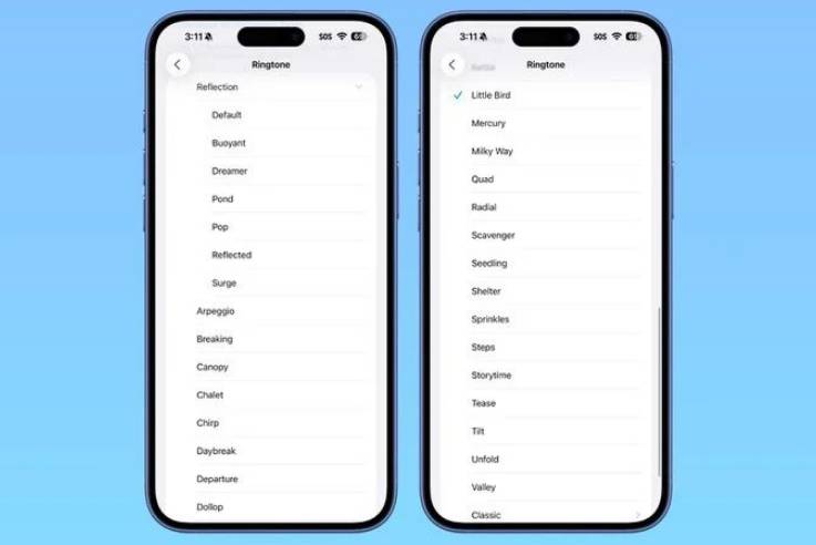 ilustrasi daftar ringtone baru di iOS 26 Beta 6 