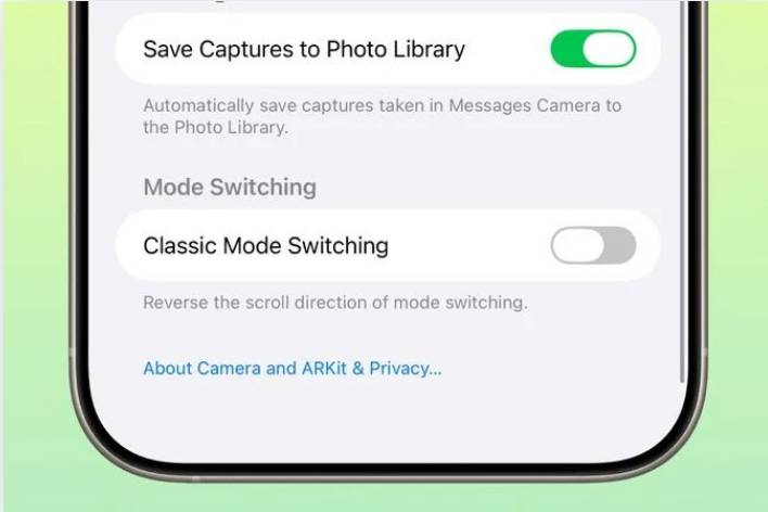 ilustrasi pengaturan Classic Mode Switching di iOS 26 Beta 6 