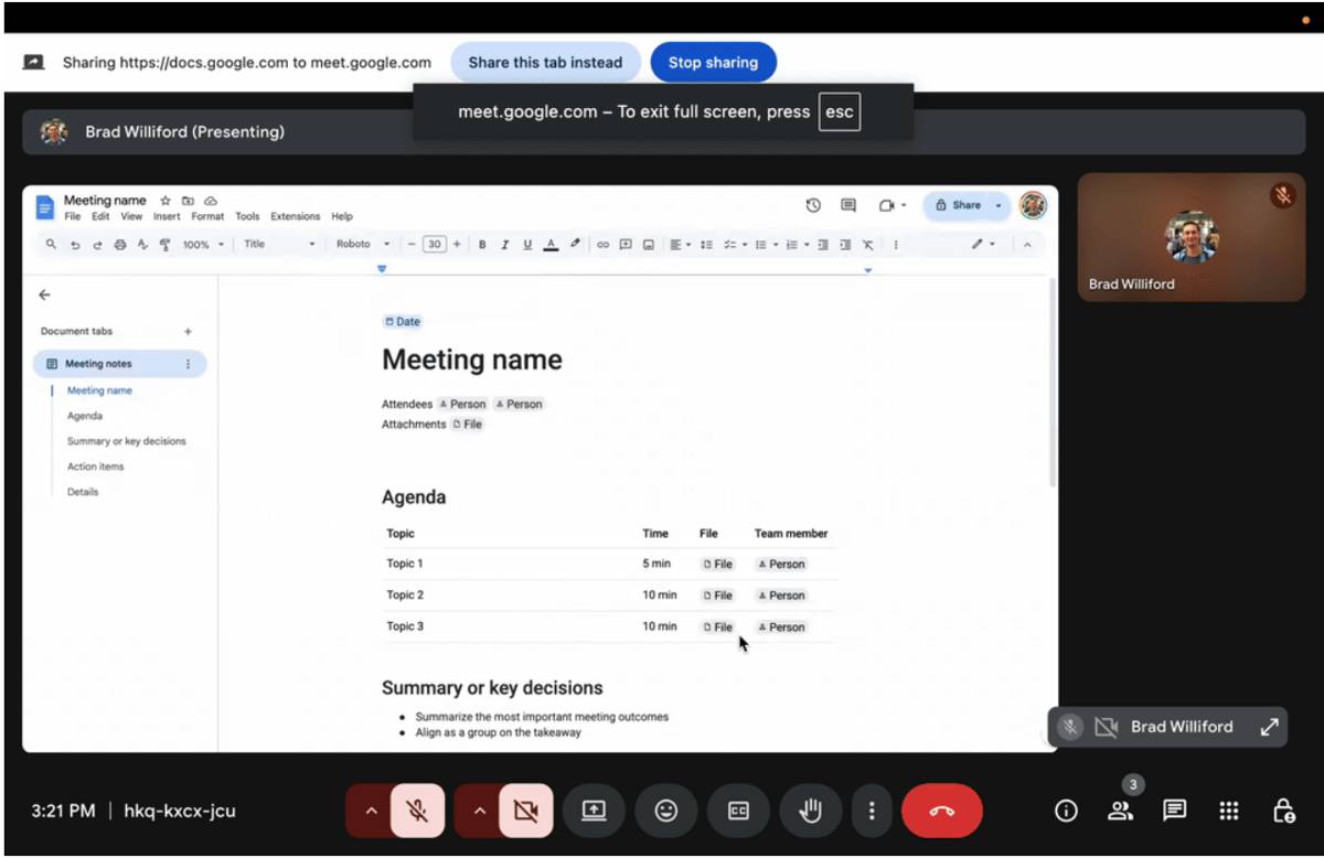fitur mode layar penuh pada Google Meet 