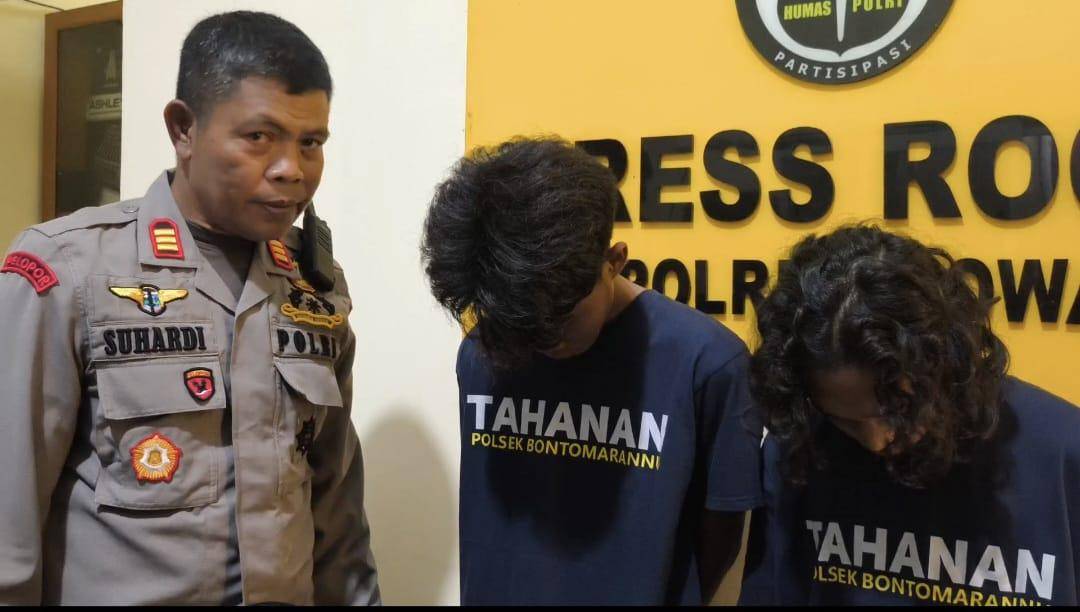 Dua pria ditangkap saat mencuri di gudang milik Wakil Gubernur Sulsel, Fatmawati Rusdi di Gowa, Senin (11/8/2025)
