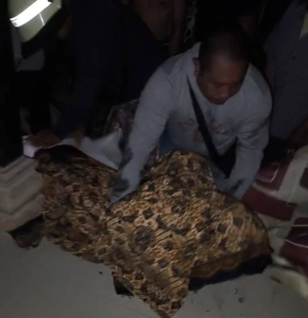 Petugas mengevakuasi jasad korban dari lokasi kebakaran.
